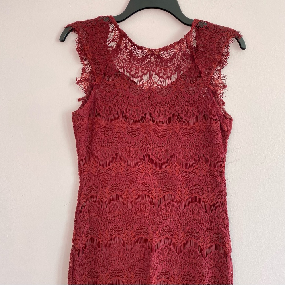 Free People Intimately Red Lace Slip Dress with Lining size small - Picture 9 of 13